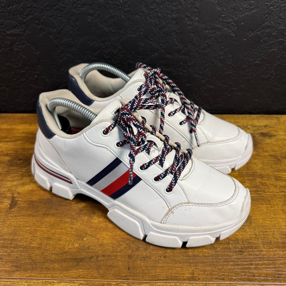 Tommy Hilfiger TWNANO-R White Faux Leather Chunky Platform Sneakers Womens 8.5M